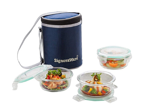 Signoraware  Executive Glass Lunch Box With Bag