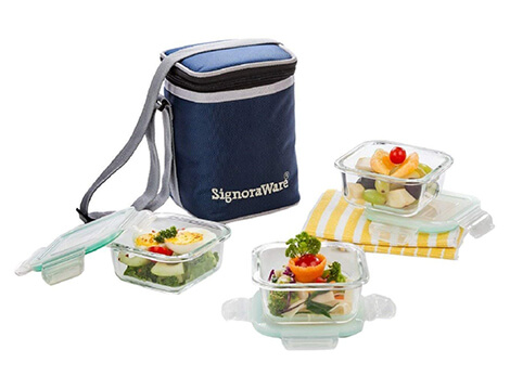 Signoraware Director Glass Lunch Box With Bag