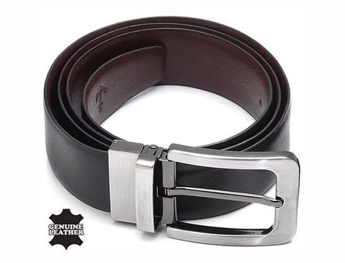 Tzaro Beautiful Italian Genuine Leather Reversible Belt - IQZPRVDBLK53