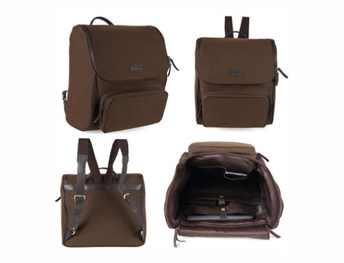 Peperone Marcas Bradford Leather and Canvas Backpack 9041