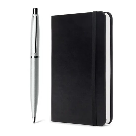 Sheaffer Giftset VFM G9400 Strobe Silver With Chrome Trim Ball Pen With Small Notebook - WP33941